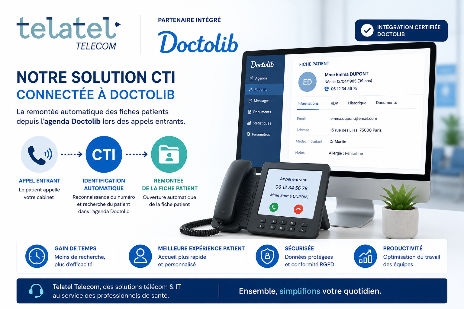 Notre partenariat avec Doctolib : une intégration CTI intelligente pour les professionnels de santé